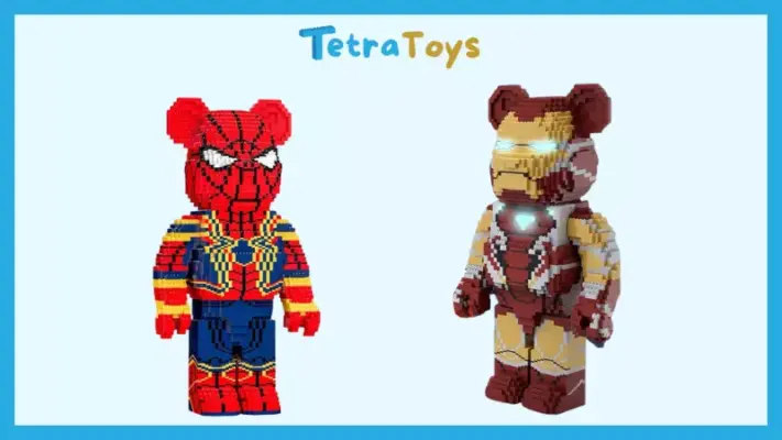 Lego Bearbrick ironman, spiderman